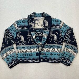 Vintage Flashback Cotton Cropped Aztec Jacket Size Medium